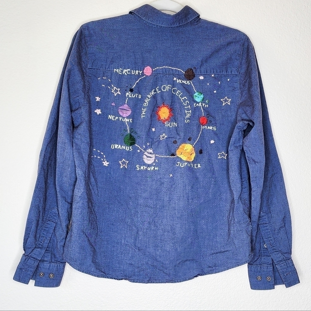 Vintage Rockies Custom Embroidered Celestial Solar System Button Down Top - Picture 2 of 6